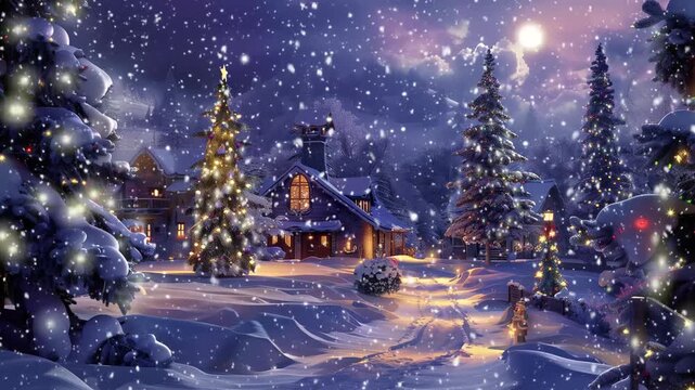 christmas snowy scene web banner seamless looping overlay 4k virtual video animation background