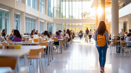 A campus cafeteria during breakfast time