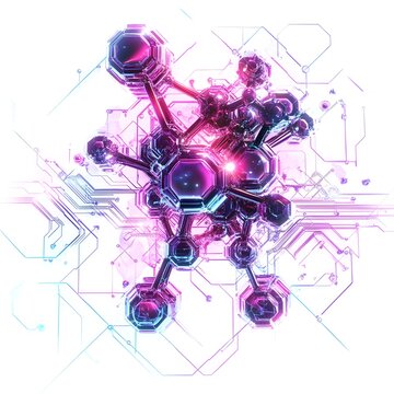 Molecular Structure Futuristic Neon Infused Rendering of Sodium Dioctyl Sulfosuccinate