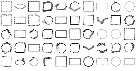 A Collection Of Frame Icons Silhouette Vector Logo Design Containing Doodle,Background,Sketch,Border,Frame Vector Icon Set Linear Pictogram Pack