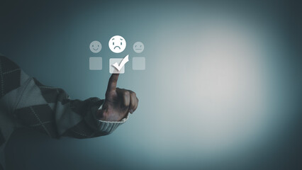 Satisfaction concept, evaluate dissatisfied low service, discontent and not satisfied, choose no...