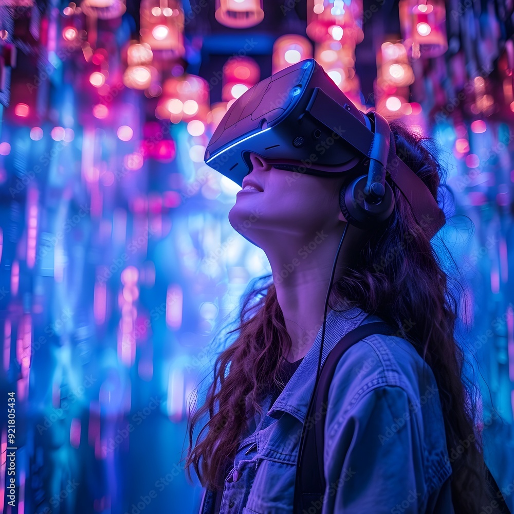 Poster immersive virtual escape room solving puzzles and uncovering clues in a futuristic 3d environment