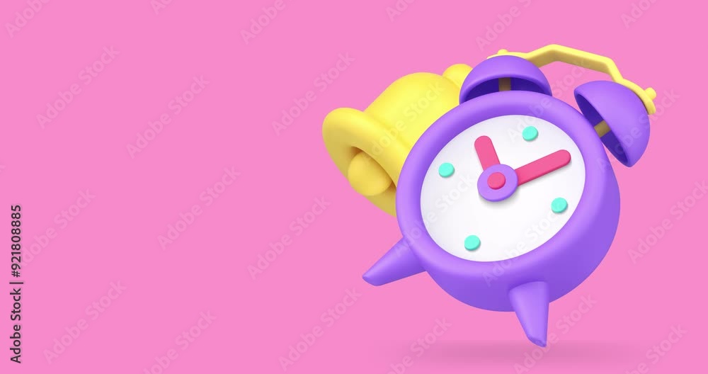 Poster alarm clock reminder ring bell watch morning attention with 3d icon animation loop. hurry deadline t