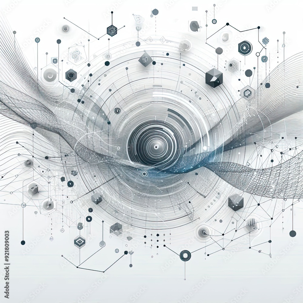 Poster abstract white background poster with dynamic. technology network vector illustration.. ai generativ