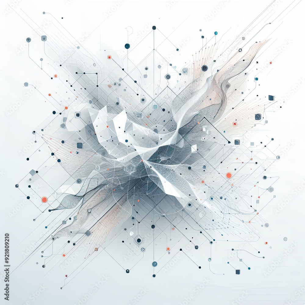 Poster abstract white background poster with dynamic. technology network vector illustration.. ai generativ