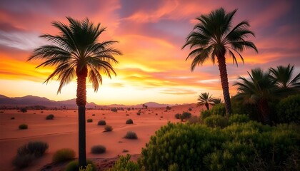 Obraz premium trees at sunset