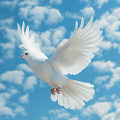 Fototapeta premium Sky funeral background with white dove