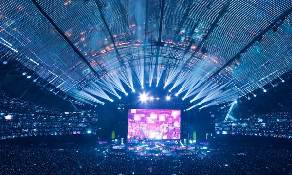 Top View of music concert with drone