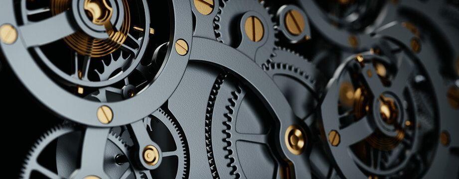 clock gear background and abstract . 3d, rendering, illustration,