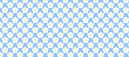 Seamless pattern with flowers in the blue background