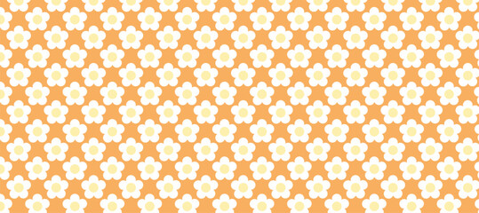 Seamless pattern with flowers in the orange background