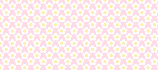 Seamless pattern with flowers in the pink background