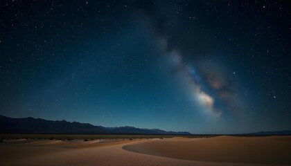 Barren Desert Landscape Under Milky Way and Soft Star Illumination