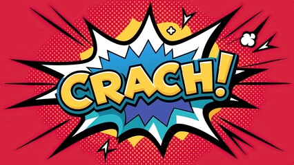 Obraz premium Bright comic book style background with crash text