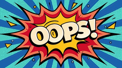 Comic book style oops explosion on blue background
