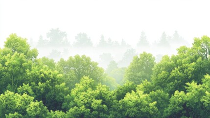 Obraz premium Ethereal Eco-Friendly Banner Featuring Lush Green Forest with Vibrant Trees for Environmental Campaigns