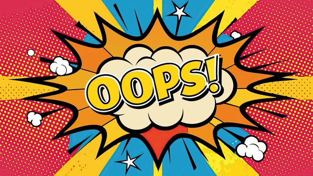 Bright colorful comic book style oops explosion background