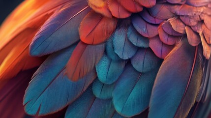 Fototapeta premium Close-up of Vibrant Blue and Orange Bird Feathers