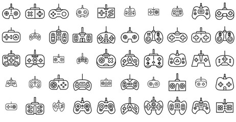 Mega Set Of Vector Gamepad Line Icons Silhouette Vector Logo Design Containing Controller,Console,Electronic,Play,Gamepad Vector Icons Illustration Collection