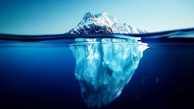 Underwater view of iceberg in the ocean