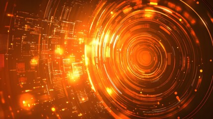 Obraz premium orange Abstract technology background circles digital hi-tech technology design background. concept innovation. vector illustration
