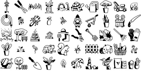 Set Of Gardening Vector Symbols Apps, Websites Ui Designs Suitable For Garden,Nature,Plant,Gardening,Pot Simple Black Style Symbol Sign For Apps And Website, Vector Illustration