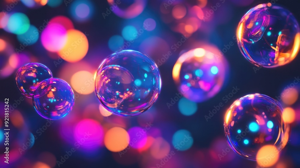 Poster vibrant lights on a cellular science backdrop, featuring space for text addition