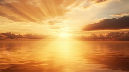 Warm golden light spreading across a tranquil horizon, reflecting the essence of faith and optimism