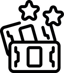 Line icon of a credit card with stars appearing above it, representing a bonus or rewards program