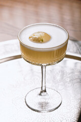 Barracuda, an alcoholic cocktail based on golden rum, liqueur, pineapple juice, freshly squeezed lime juice.