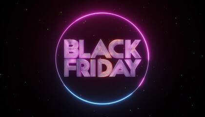 Fototapeta premium Colorful Black Friday promotional design with neon effects, ideal for marketing campaigns and retail advertisements.