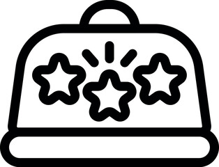 Restaurant cloche showing three stars rating symboling great food and service