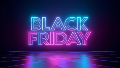 Vibrant neon lights showcase 'Black Friday' in a modern, electrifying design, perfect for promotional and festive content.