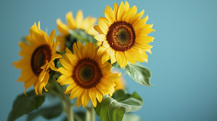 Sunflowers on a blue background