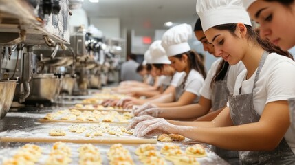 Baker Making Pastry in a Professional Kitchen.