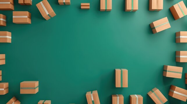 An overhead shot of a warehouse floor filled with labeled crates and boxes, demonstrating effective inventory tracking and organization.
