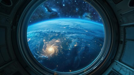 Earth and Stars Viewed Through a Spacecraft Window