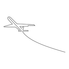 Continuous Airplane Line Art Vector Illustration Design Minimalist One Line Aircraft Drawing