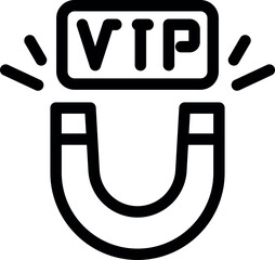 Magnet attracting vip clients concept icon, outline style
