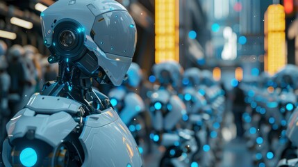 Fototapeta premium The Sleek, Futuristic Ai Tech Concept Features Smart Robots And Innovative Technology