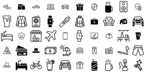 Set Of Good Life K Lineglyphs Icons Collection Isolated Silhouette Solid Icons Including Luxury,Drink,Travel,Money,Fashion Vector Illustration Linear Pictogram Pack