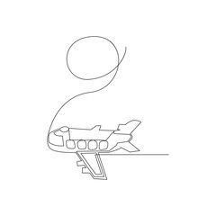 Continuous Airplane Line Art Vector Illustration Design Minimalist One Line Aircraft Drawing
