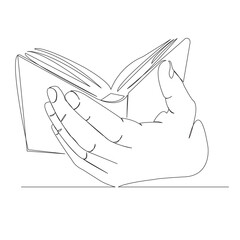 One continuous single drawn line art doodle thin line, hand, religion, prayer, faith, religious. Isolated hand-drawn outline image on white background.