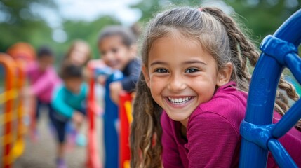 Happy Little Girl on Playground.