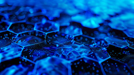 Abstract background. Blue technological hexagonal background. Copy space.