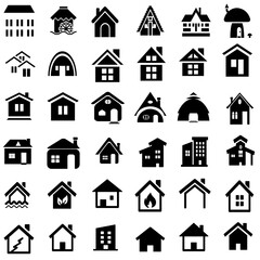 Icons of various house shapes for painting and decorating various projects.