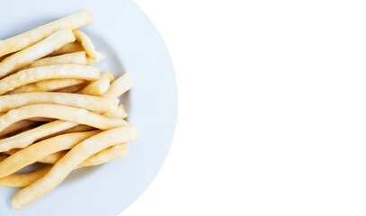 onion stick in a bowl with space for text. shot with high angle view