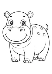 Fototapeta premium Charming Hippopotamus Coloring Pages for Kids: Fun and Engaging Activity. Cute. Hippopotamus. Coloring. Pages. Activity