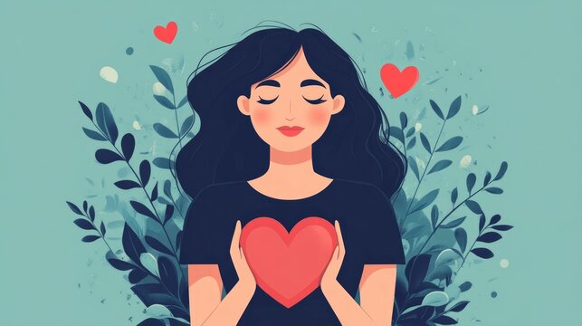 Flat design conveying the importance of women s heart disease awareness and prevention  The image focuses on key elements related to heart health such as medical symbols wellness icons