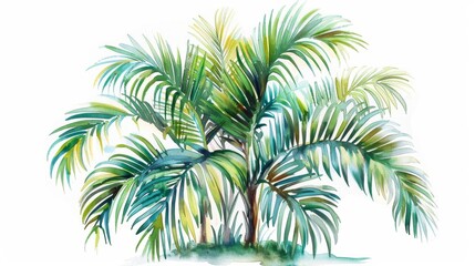 watercolor painting of a tropical palm on white background